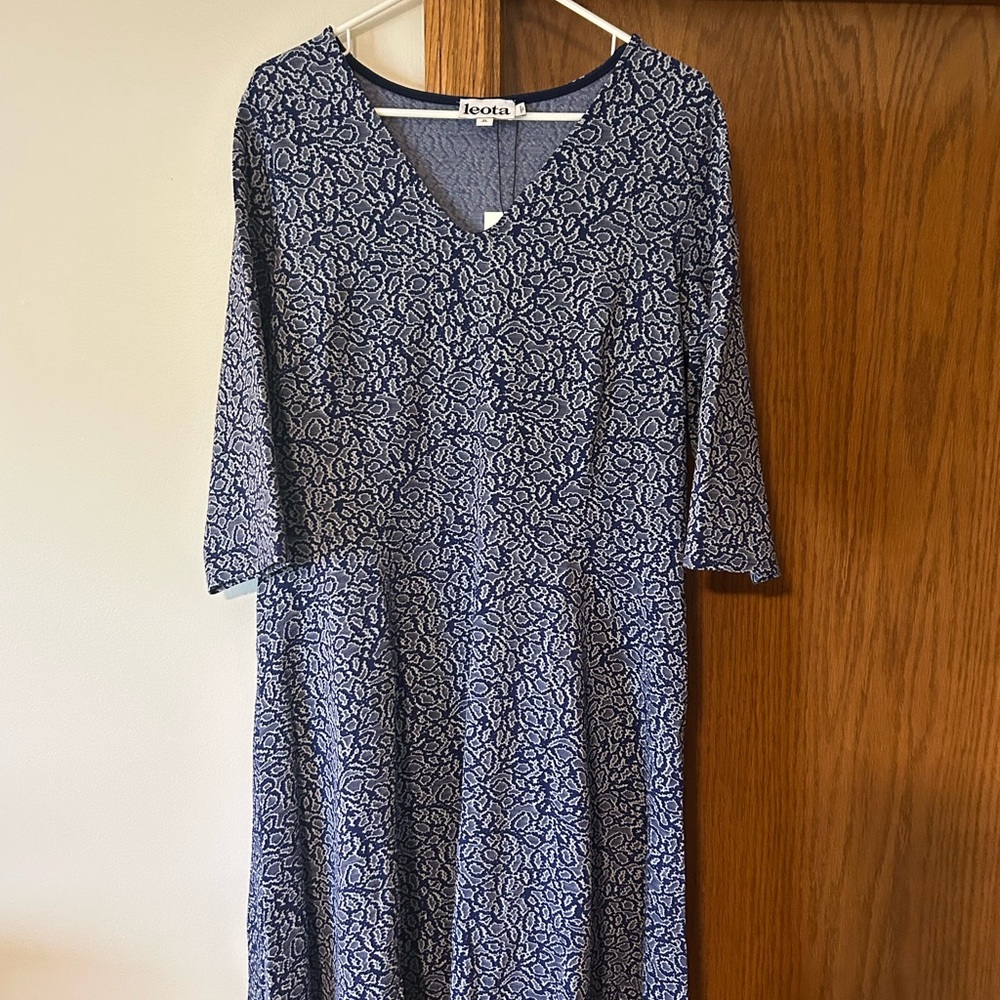 Leota Blue and White Patterned Dress
